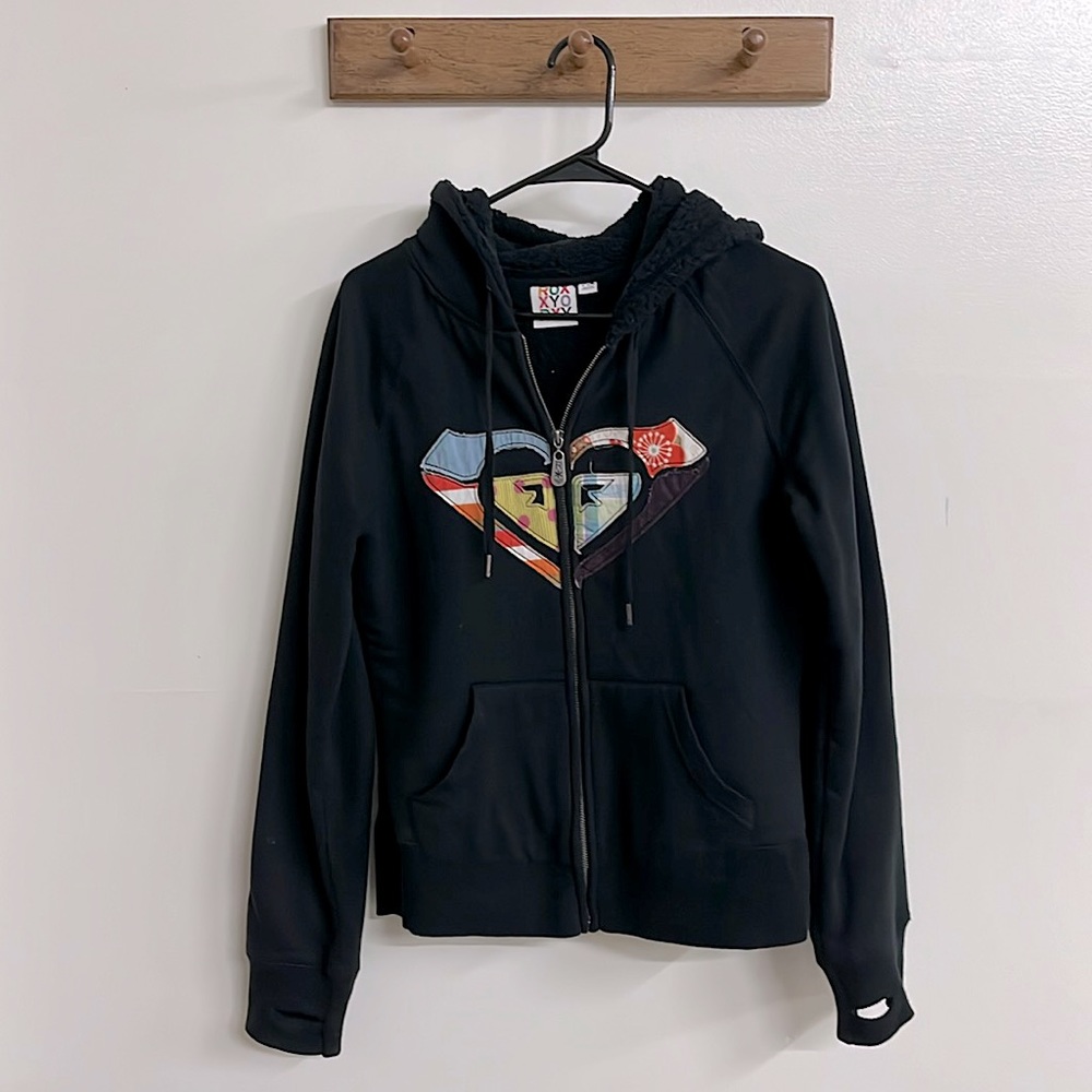 Roxy Women’s Black Zip Up Hoodie Size Medium